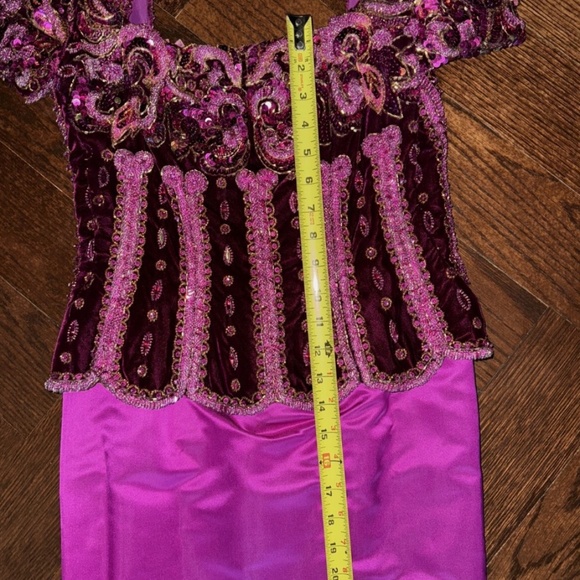 VINTAGE - UNBRANDED Hot Pink Fuchsia Long Dress Evening Gown Size 0-2 - Picture 9 of 11